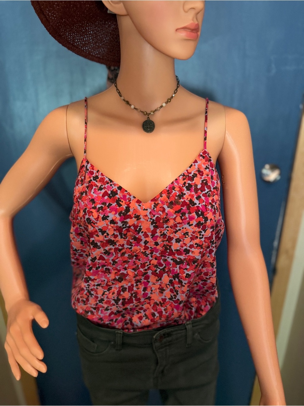 🌸 Nine West Floral Watercolor Cami Top | Cold Shoulder | Petite Large